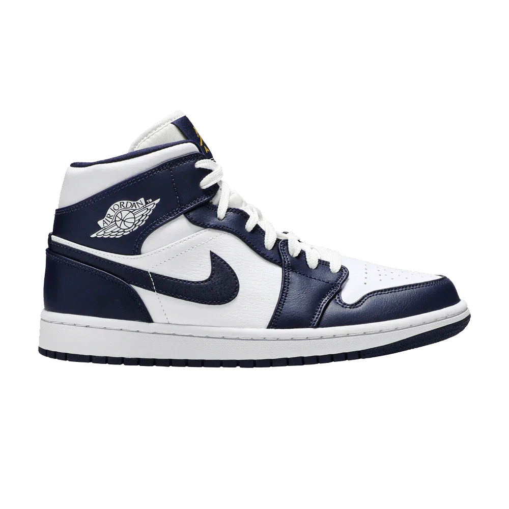 Air Jordan 1 Mid White Metallic Gold Obsidian