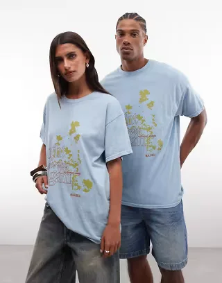 Reclaimed Vintage Unisex graphic tee in blue