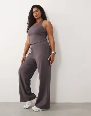 4505 Curve Icon soft touch high waist wide leg dance pants in storm gray