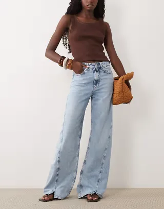 BOSS Orange wide leg jeans in light blue