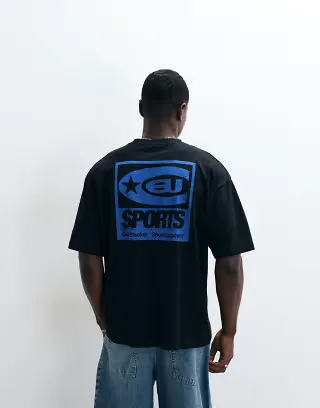 ASOS DESIGN oversized T-shirt with street high build graphic in black