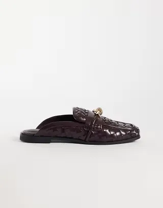 JW PEI Elowen woven mule loafers with gold detailing in burgundy