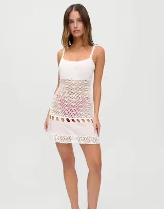 Frankies Bikinis x Jennie Kim crochet mini dress in white