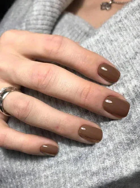 Coffee Brown 24pcs Press-On Nails Acrylic Short Square Oval Fake Nail Tips With Glue Soft Gel Strips Daily Work Y2K Wint