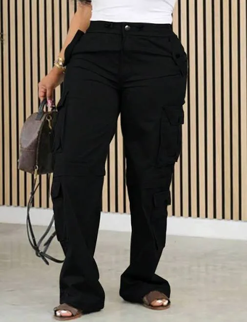 Women's Regular Fit Mid Waist Cargo Pants