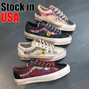 Old Skools 36 Pearlized Canvas Low Top Sneakers, Casual Classic Comfort Shoes for Men and Women, Retro Blue and White Di
