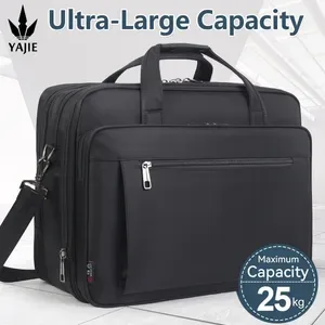 Largecapacity business briefcase 156 inch 17 19 inches laptop bag mens waterproof canvas document work office offical 25