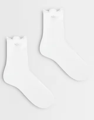 adidas Originals lace floral 2-pack crew socks in white