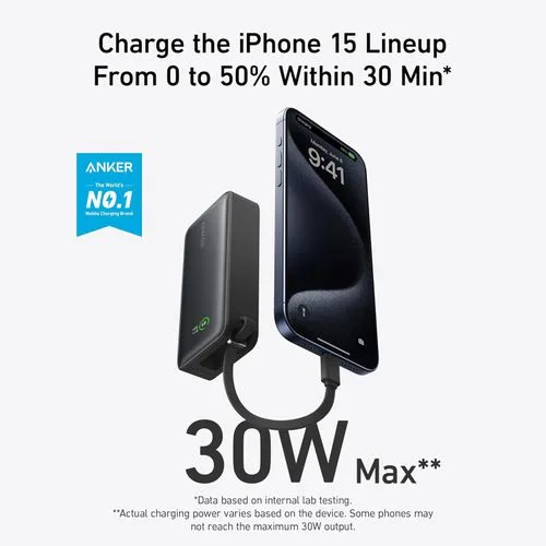 Anker 10000mAh PD 30W Nano Power Bank - Black