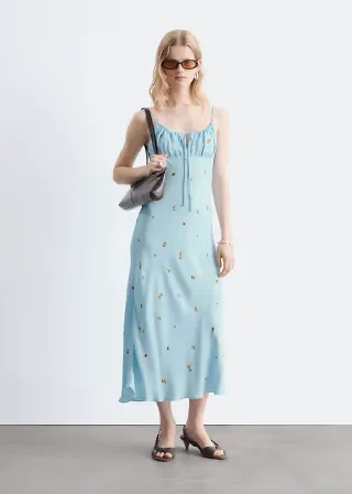 & Other Stories midi sundress in light blue ditsy floral