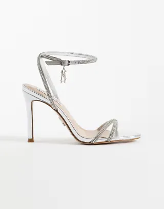 Steve Madden Jypsey heeled sandals in embellished silver