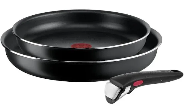 Tefal Ingenio Easy ON 3 piece Non-Stick Pan Set, 24&28 cm Frying Pans, Bakelite Handle, Easy Cleaning, Heat Indicator, A