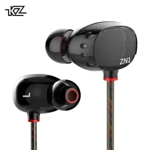 KZ ZN1 Dual Driver In-Ear Headphones - Black Wired Earbuds with Microphone, Balanced Armature and Dynamic Drivers for Cl