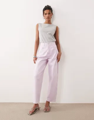 ASOS DESIGN slim barrel jeans in lilac