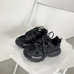 Chunky Platform Sneakers, Breathable Mesh Running Shoes with Double Layer Shoelaces, Street Style Casual Sneakers for Da