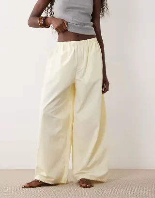 ASOS DESIGN pull on balloon pants in buttermilk