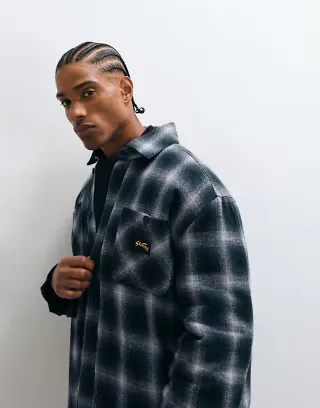 Stay Ray quilted overshirt in green check