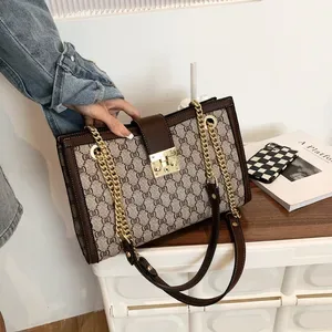 Designer Bag Fashion Large Capacity Printed Tote Bag 2025 New Trend Retro Casual Chain Bag Single Luxury Bag Shoulder Un