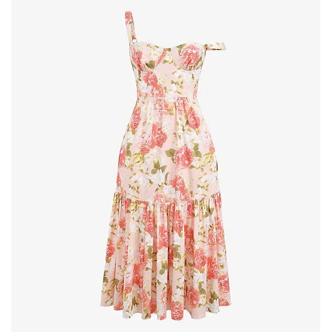 Womens House of CB Elia Floral-Print Stretch-Cotton Midi Dress