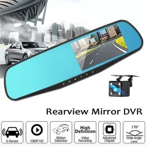 3-Inch Car DVR Rearview Mirror Dual Lens Driving Recorder 1080P Dash Cam with Rearview Camera - Auto Car Electronics Acc
