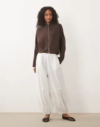 Gina Tricot knit zip jacket in dark brown
