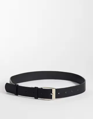 My Accessories vintage style belt in black with silver buckle