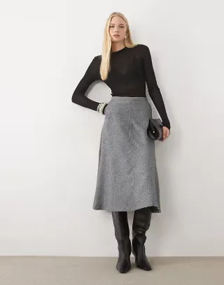 ASOS DESIGN Tailored midi circle skirt in mono texture