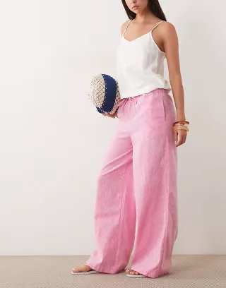 Wednesdays Girl wide leg pants in hot pink