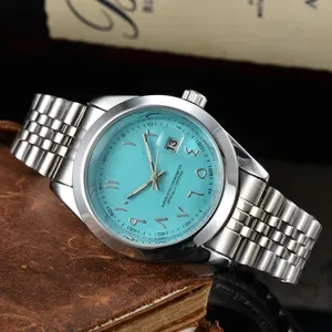 Luxury Mens Watches Quartz Movement - 41mm Analog Sports Wristwatch with Arabic Scale, Waterproof Battery-Operated Auto