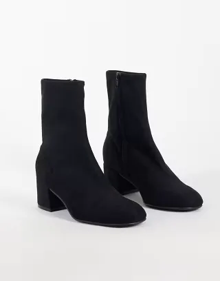 ASOS DESIGN Ronan block heel ankle boots in black suedette
