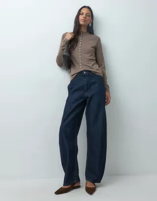 Mango high neck knit cardigan in beige