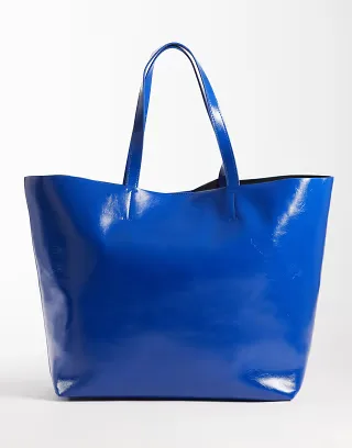 ASOS DESIGN oversized bonded tote in blue