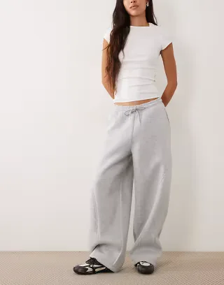 ASOS DESIGNS barrel shaped seam detail set jogger in gray