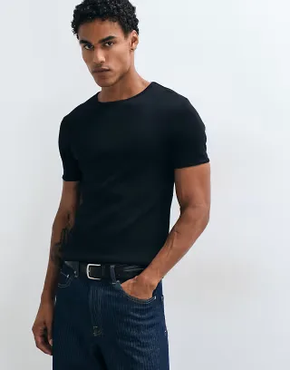 ASOS DESIGN super heavyweight muscle fit t-shirt in black rib