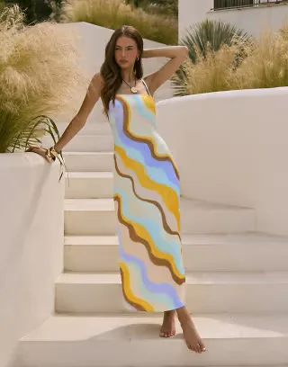 4th & Reckless satin square neck cami maxi dress in multi print