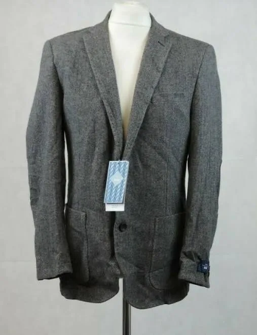 Moss Bros Herringbone Tailored Fit Wool Suit Jacket 44r Rrp £149 Cr100