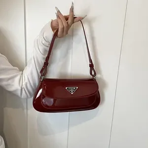 Exquisite Shoulder Bag for Women - Stylish Solid Color Crossbody Armpit Bag with Bright Surface - Versatile High-Texture
