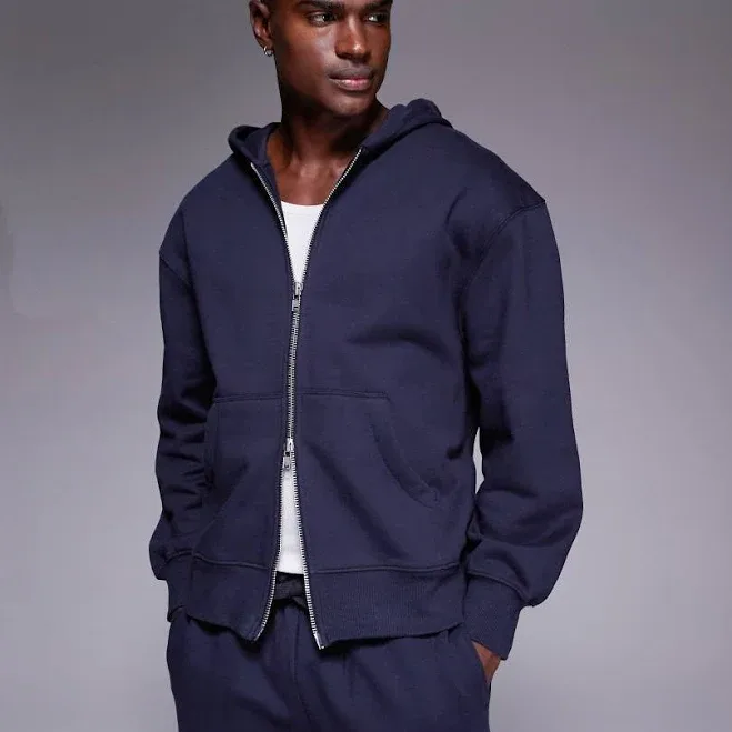 ASOS Design Men's Premium Heavyweight Oversized Zip Through Hoodie