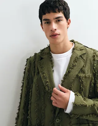 Reclaimed Vintage Limited Edition oversized suit jacket set in olive with fraying
