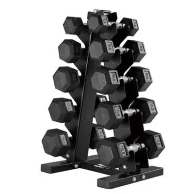 HolaHatha Hexagonal Dumbbell Weight Set with Rack