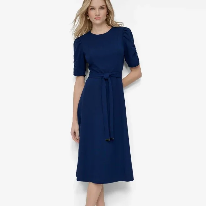 Dkny Women's Ruched-Sleeve Midi Dress