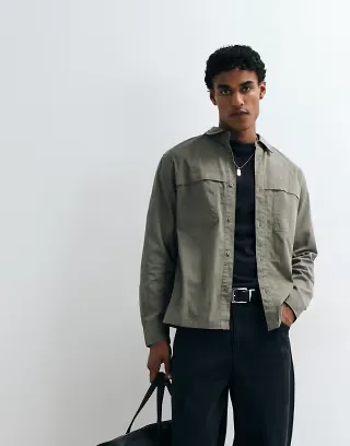ASOS DESIGN tech overshirt in khaki green