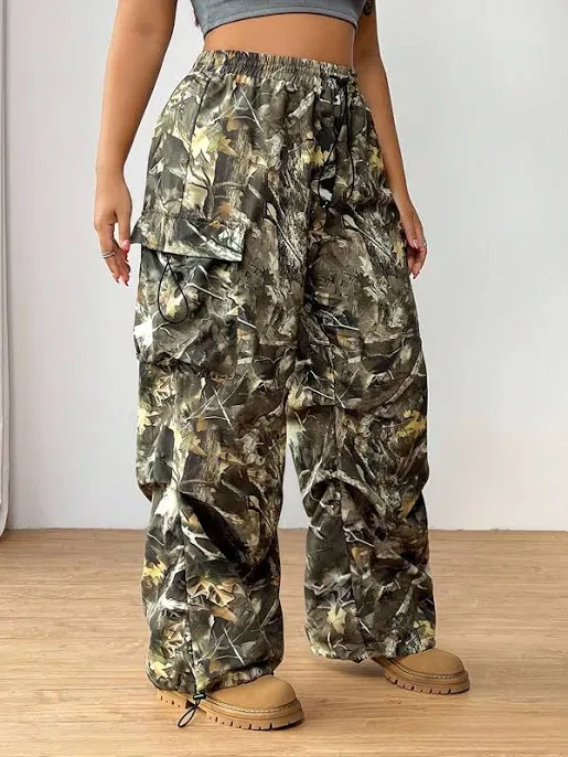 SHEIN Women's Casual Cargo Wide Leg Pants