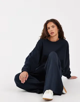 PIECES oversized sweatshirt in navy - part of a set