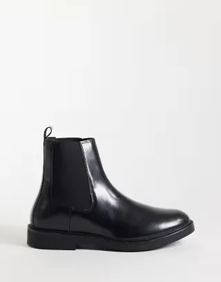 ASOS DESIGN chelsea boots in black polido leather