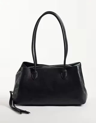 Glamorous faux leather structured bag in black