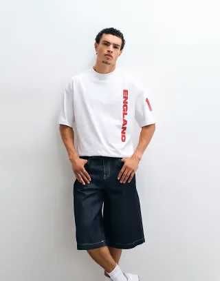 ASOS DESIGN oversized t-shirt with England graphic in white