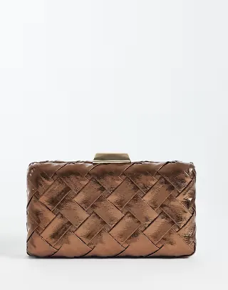 True Decadence structured woven clutch bag in chocolate brown