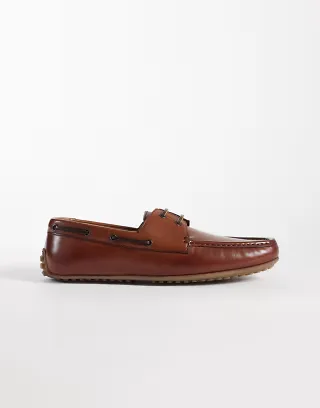 ASOS DESIGN lace up drivers in tan leather