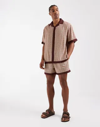 ASOS DESIGN set with geo print in orange